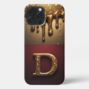 Gold Letter D Monogram With Dripping Metall iPhone 13 Pro Max Case