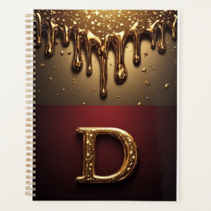 Gold Letter D Monogram With Dripping Metall Planner