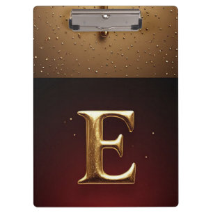Gold Letter E Monogram With Dripping Metall Clipboard