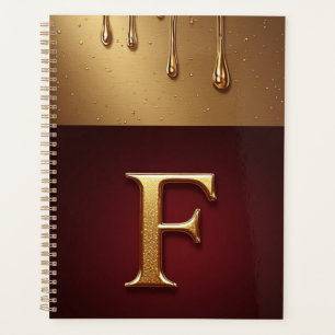 Gold Letter F Monogram With Dripping Metall Planner