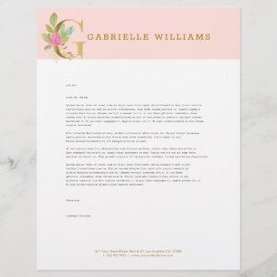 Gold letter G floral monogram Custom Letterhead