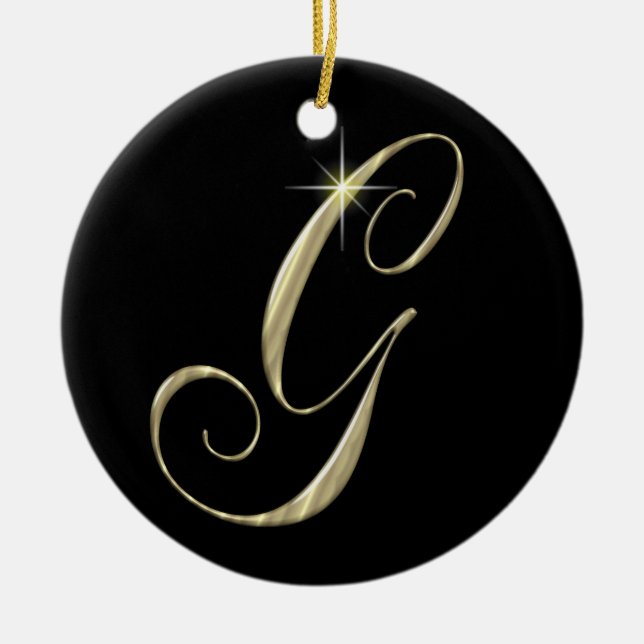 Gold Letter G Monogram Initial Ornament Fan Pull (Front)