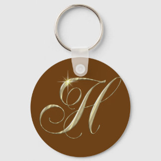 Gold Letter H Monogram Initial Gift Key Ring