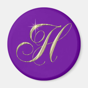 Gold Letter H Monogram Initial Gift Magnet
