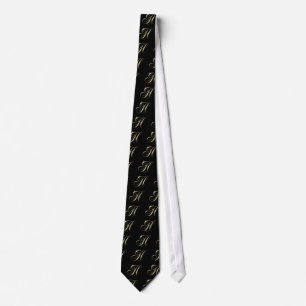 Gold Letter H Monogram Initial Gift Tie