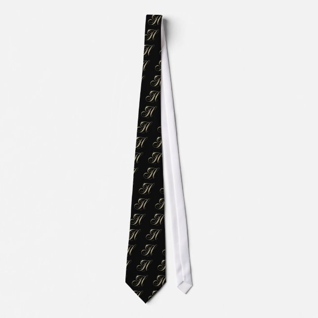 Gold Letter H Monogram Initial Gift Tie (Front)