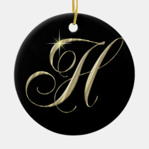 Gold Letter H Monogram Initial Ornament Fan Pull