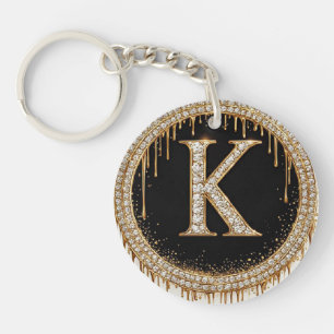 Gold Letter K Jewel Keepsake Key Ring