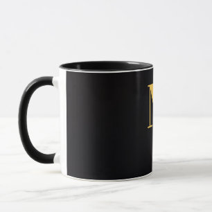 Gold Letter M Black Mug Minimalist Monogram Mug