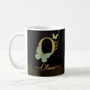 Gold Letter O Butterfly Mug Design
