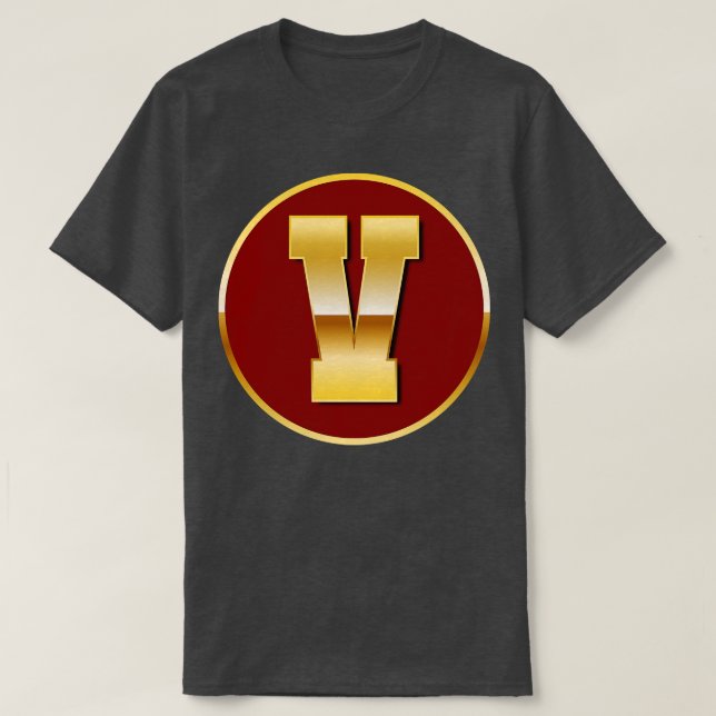 Gold letter V T-Shirt (Design Front)