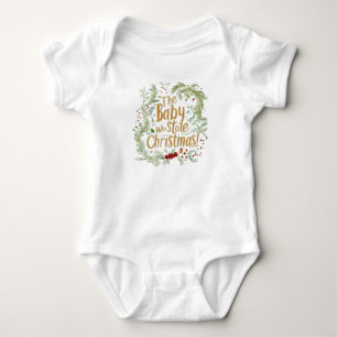 Gold Lettered Baby Who Stole Christmas Outfit Bodysuit
