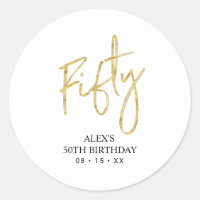 Gold Lettering Fifty 50th Birthday Favour Thank yo