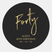 Gold Lettering Forty 40th Birthday Favour Thank yo