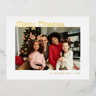 gold lettering merry christmas greeting card