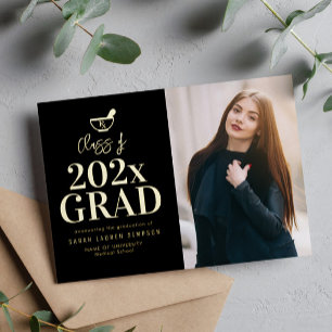 gold lettering pharmacy graduation announcement