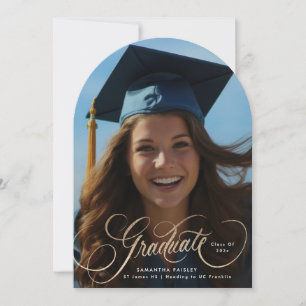 Gold Lettering Photo Arch High School Graduation Invitation