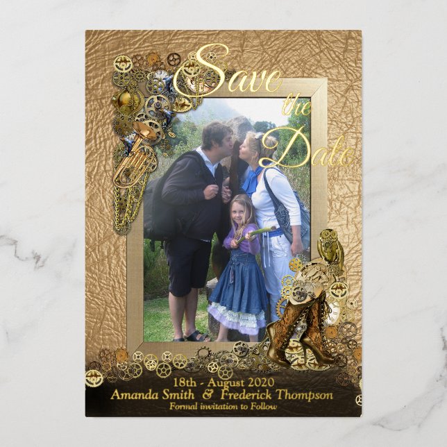 Gold lettering Steampunk on leather Inspiration  (Front)