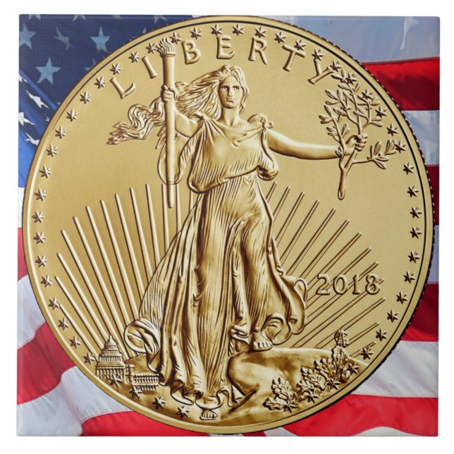 GOLD LIBERTY COIN CERAMIC TILE (Front)