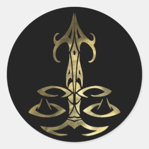 Gold Libra Scales Round Classic Round Sticker