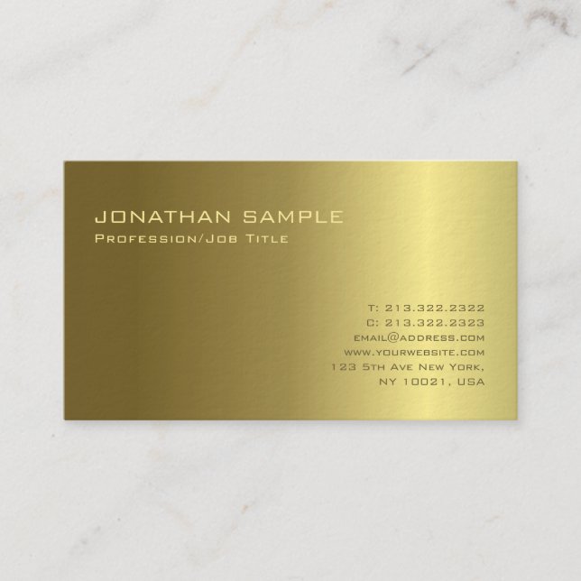 Gold Light And Shadow Elegant Design Luxury Elite Business Card (Front)