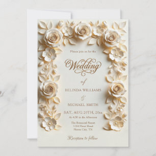 Gold Light Baroque Roses Frame Invitation