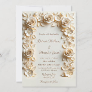 Gold Light Baroque Roses Frame Invitation