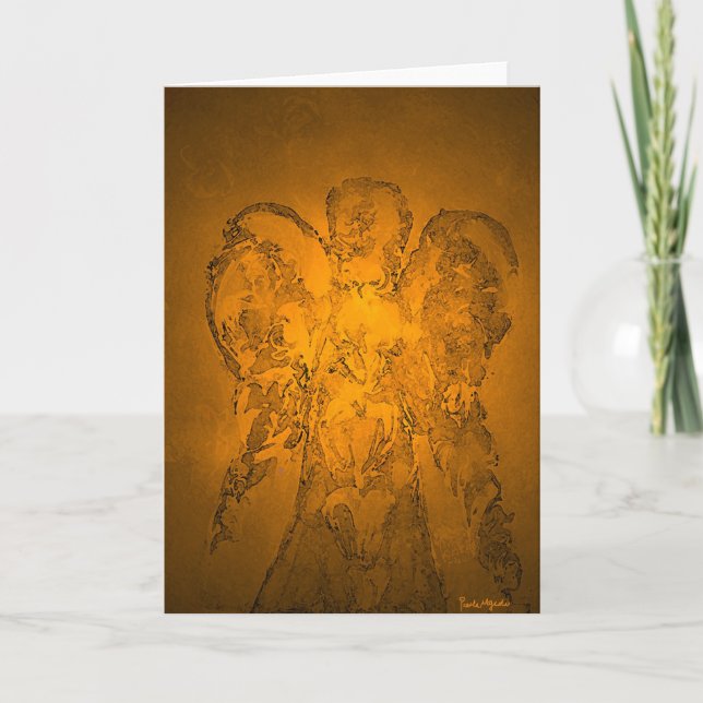 Gold Light Bearer Angel Greeting Card (Front)