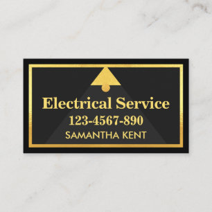Gold Light Bulb Circuit Frame Electrician Business Card