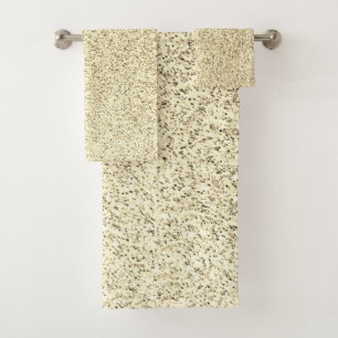 Gold light soft faux glitter sparkles bath towel set