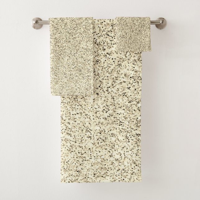 Gold light soft faux glitter sparkles bath towel set (Insitu)