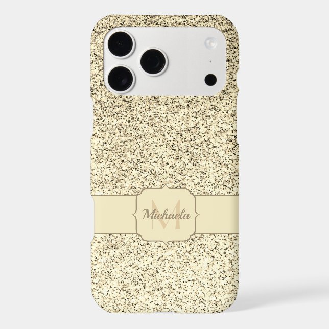 Gold light soft glitter sparkles Monogram (Back)