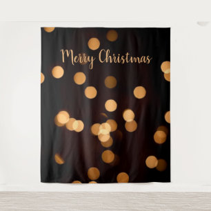 Gold Lights Bokeh Christmas Photo Booth Backdrop Tapestry