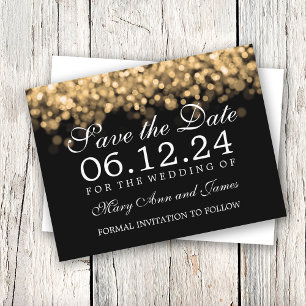 Gold Lights Elegant Wedding Save The Date Announcement Postcard