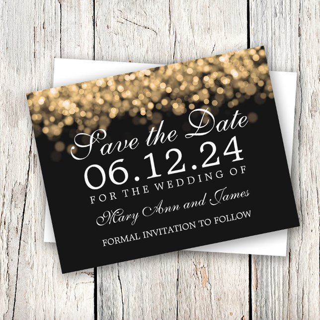 Gold Lights Elegant Wedding Save The Date Announcement Postcard (Creator Uploaded)