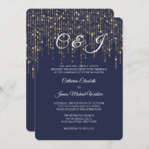 Gold Lights, Midnight Blue, Elegant Wedding