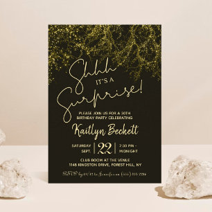 Gold Lights Surprise Birthday Party Invitation