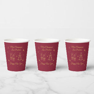 Gold Line Art New Year Design Paper Cups