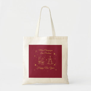 Gold Line Art New Year Design Tote Bag