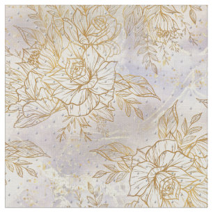 Gold line-drawing rose on a cream texture pattern fabric
