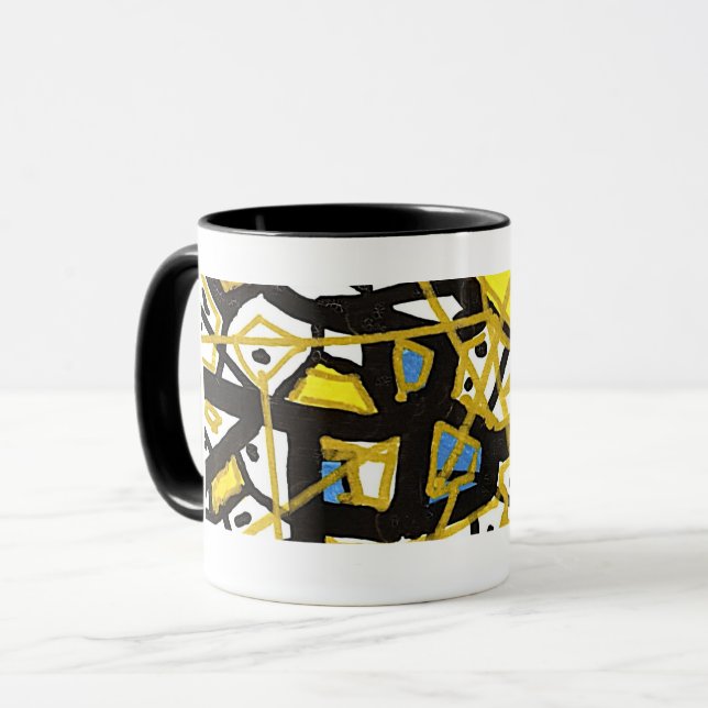 GOLD Line – Elegant Minimal Abstract Mug (Front Left)