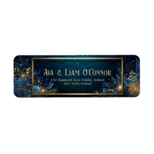 Gold Line Flora Midnight Return Address Label