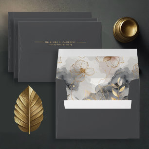 Gold Line Floral Anniversary ID1169 Envelope