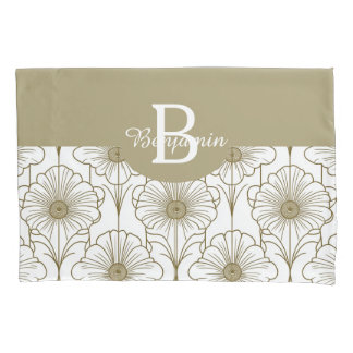 Gold Line Floral Pattern Pillowcase