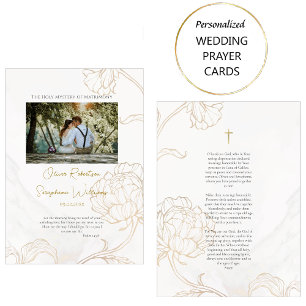 Gold Line Flowers Orthodox Wedding Prayer Card    