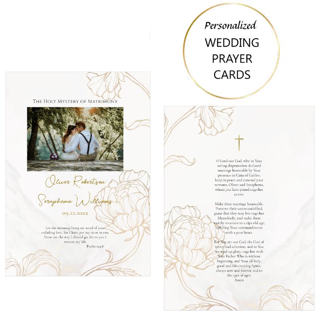Gold Line Flowers Orthodox Wedding Prayer Card     (Creator Uploaded)