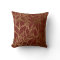 Gold Line Leaf Pattern on Maroon Red Throw Pillow