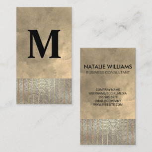 Gold Line Pattern   Watercolor Background Business Card
