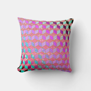 Gold Lined Diamond-Shaped Hexagon in Pastel Cushion