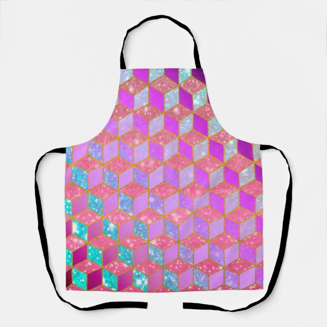 Gold Lined Diamond-Shaped Hexagon in Pastel V Apron (Front)